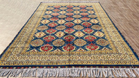 One of a Kind, Pure Wool, Naturally Dyed, Hand Knotted, Fine Afghan Tribal Merinos Area Rug – 11’ 2’’ x 8’ 0’’