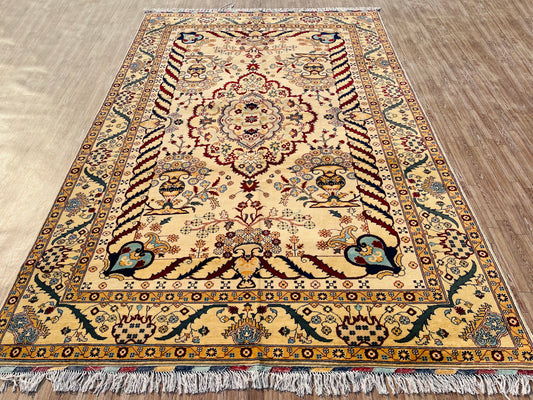 One of a Kind, Pure Wool, Naturally Dyed, Hand Knotted, Fine Afghan Tribal Merinos Area Rug – 10’ 0’’ x 6’ 8’’