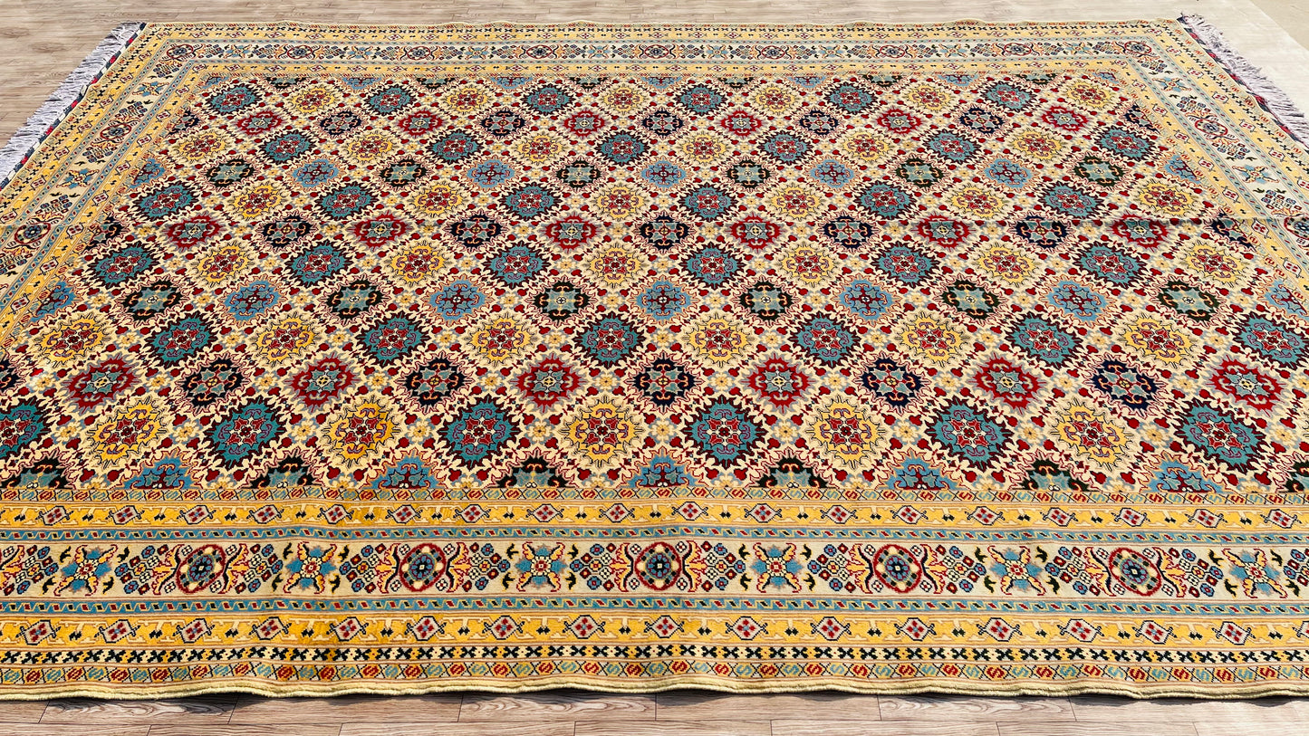 One of a Kind, Pure Wool, Naturally Dyed, Hand Knotted, Fine Afghan Tribal Merinos Area Rug – 11’ 6’’ x 8’ 6’’