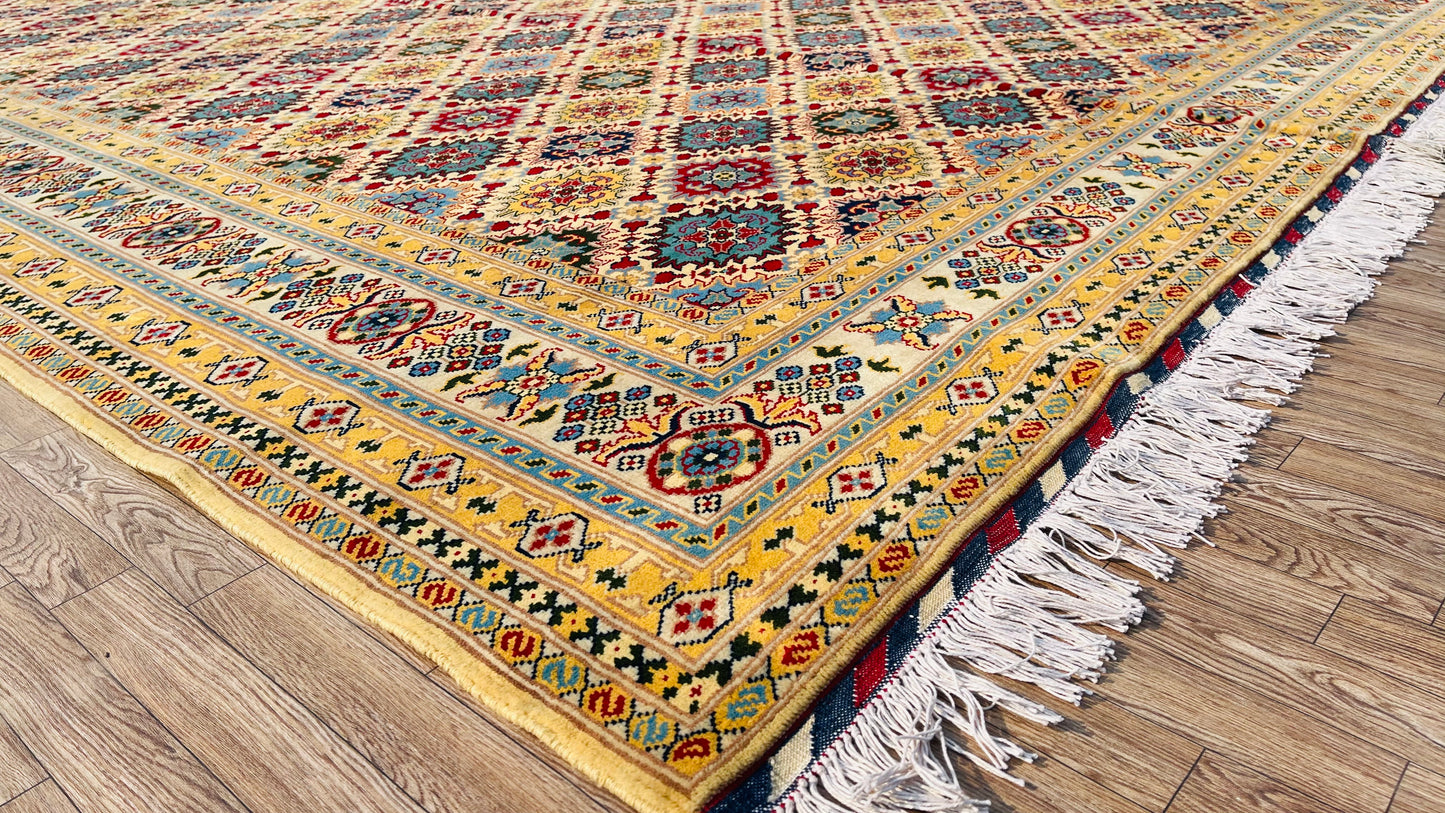 One of a Kind, Pure Wool, Naturally Dyed, Hand Knotted, Fine Afghan Tribal Merinos Area Rug – 11’ 6’’ x 8’ 6’’