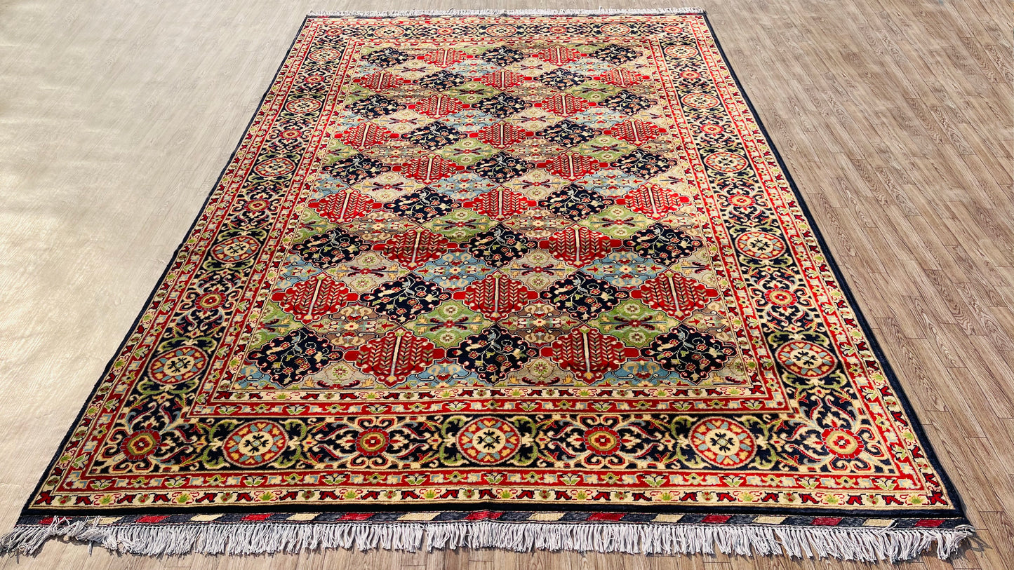 One of a Kind, Pure Wool, Naturally Dyed, Hand Knotted, Fine Afghan Tribal Merinos Area Rug – 9’ 6’’ x 6’ 6’’