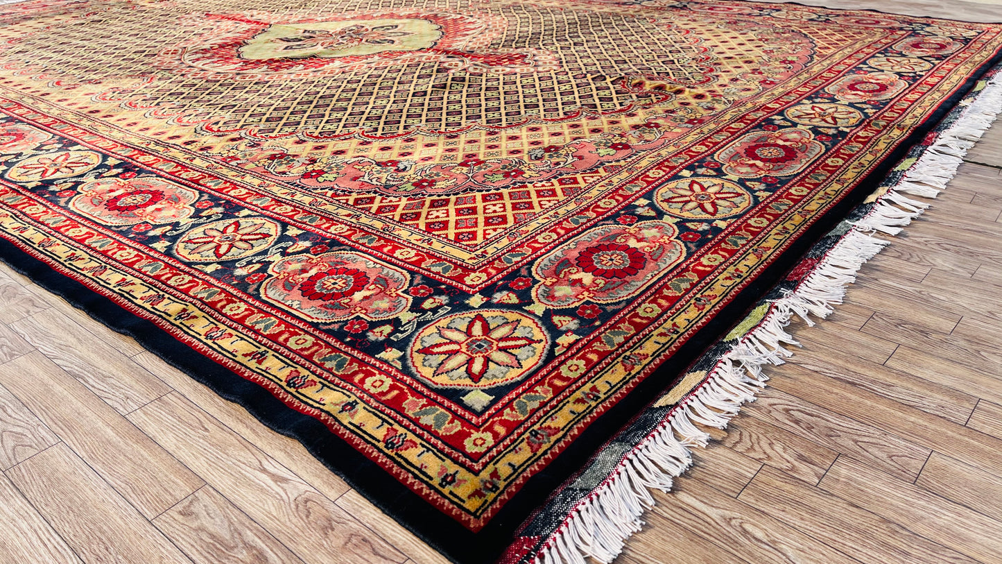 One of a Kind, Pure Wool, Naturally Dyed, Hand Knotted, Fine Afghan Tribal Merinos Area Rug – 11’ 4’’ x 8’ 7’’