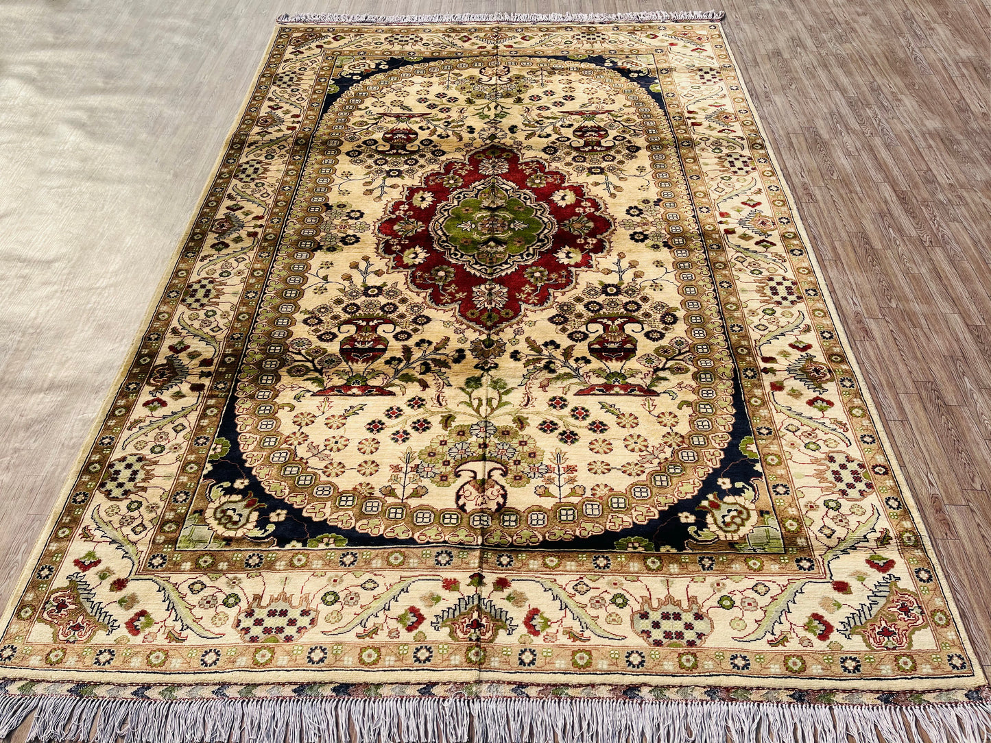 One of a Kind, Pure Wool, Naturally Dyed, Hand Knotted, Fine Afghan Tribal Merinos Area Rug – 9’ 7’’ x 6’ 8’’