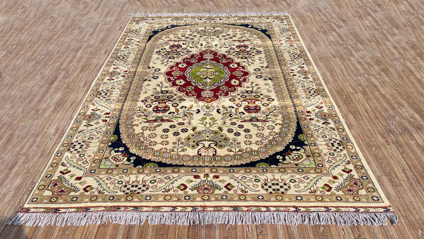 One of a Kind, Pure Wool, Naturally Dyed, Hand Knotted, Fine Afghan Tribal Merinos Area Rug – 9’ 7’’ x 6’ 8’’