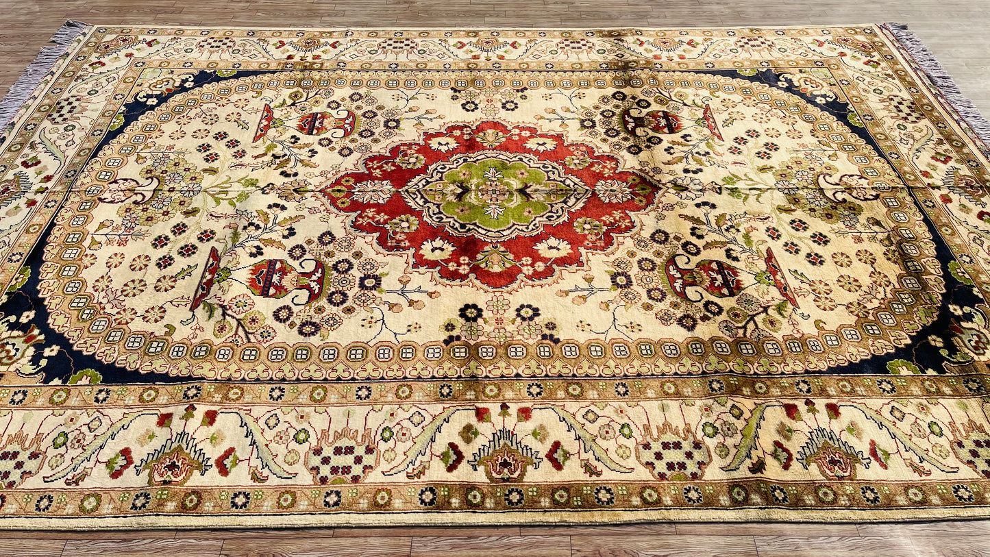 One of a Kind, Pure Wool, Naturally Dyed, Hand Knotted, Fine Afghan Tribal Merinos Area Rug – 9’ 7’’ x 6’ 8’’