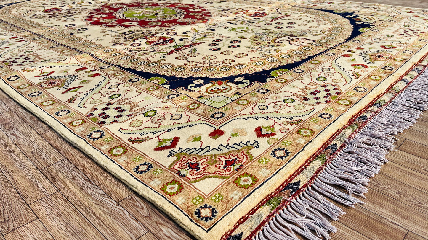 One of a Kind, Pure Wool, Naturally Dyed, Hand Knotted, Fine Afghan Tribal Merinos Area Rug – 9’ 7’’ x 6’ 8’’