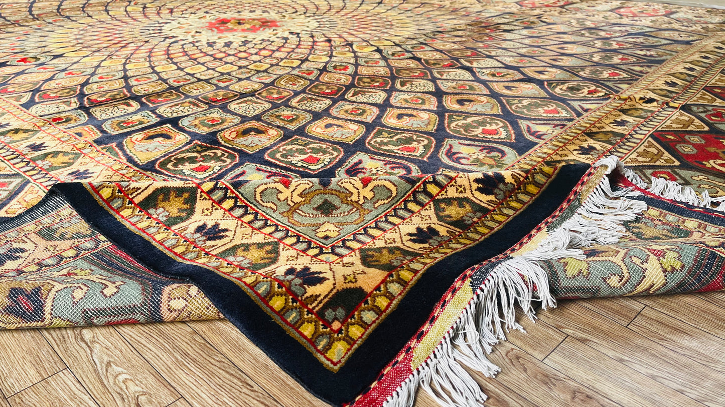 One of a Kind, Pure Wool, Naturally Dyed, Hand Knotted, Fine Afghan Tribal Merinos Area Rug – 12’ 10’’ x 9’ 11’’