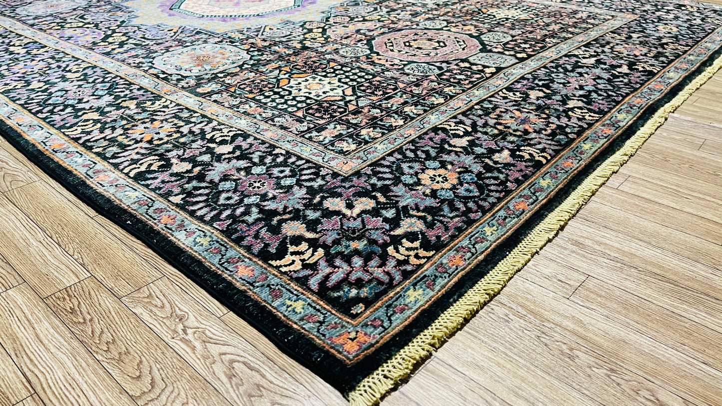 One of a Kind, Pure Wool, Naturally Dyed, Hand Knotted, Fine Afghan Tribal Mamluk Area Rug – 8’ 6’’ x 5’ 12’’