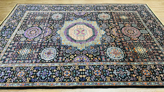 One of a Kind, Pure Wool, Naturally Dyed, Hand Knotted, Fine Afghan Tribal Mamluk Area Rug – 8’ 6’’ x 5’ 12’’