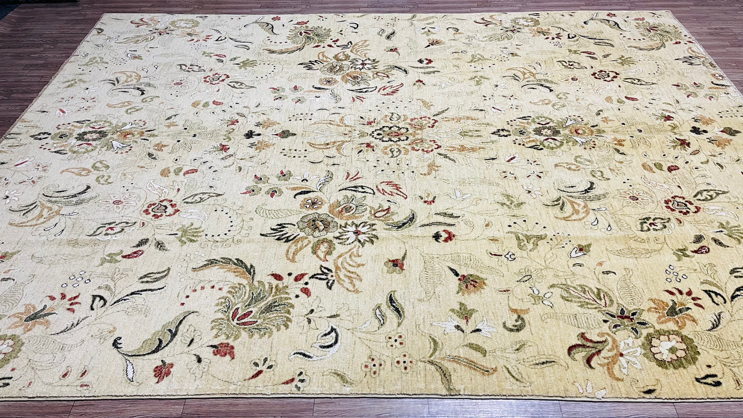 One of a Kind, Pure Wool, Naturally Dyed, Hand Knotted, Fine Afghan Modern Abshar Area Rug – 10’ 4’’ x 7’ 8’’