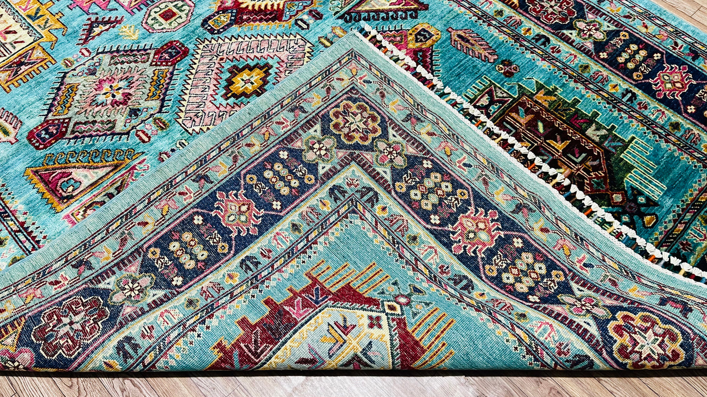 One of a Kind, Pure Wool, Naturally Dyed, Hand Knotted, Fine Afghan Traditional Waziri Area Rug – 7’ 6’’ x 5’ 6’’