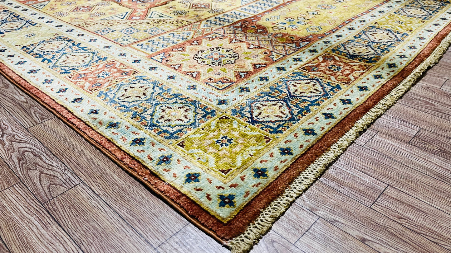 One of a Kind, Pure Wool, Naturally Dyed, Hand Knotted, Fine Afghan Tribal Mamluk Area Rug – 7’ 8’’ x 5’ 7’’