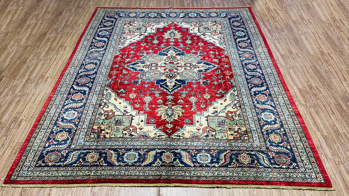 Pure Wool, Naturally Dyed, Hand Knotted, Fine Afghan Tribal Haris Area Rug – 10’ 0’’ x 7’ 10’’