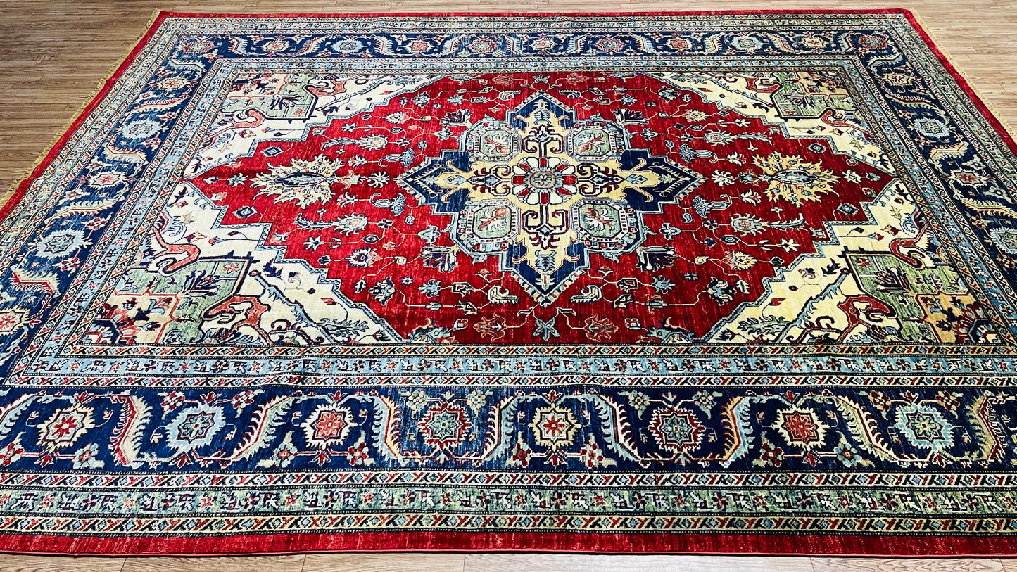 Pure Wool, Naturally Dyed, Hand Knotted, Fine Afghan Tribal Haris Area Rug – 10’ 0’’ x 7’ 10’’