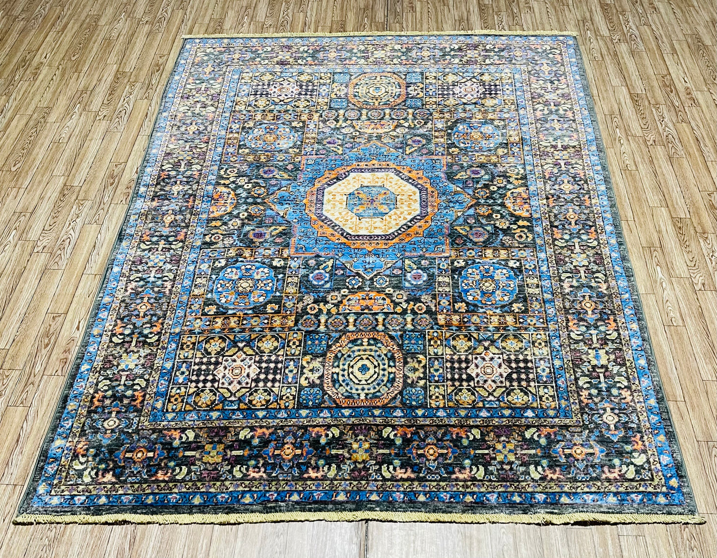 One of a Kind, Pure Wool, Naturally Dyed, Hand Knotted, Fine Afghan Tribal Mamluk Area Rug – 6’ 4’’ x 4’ 9’’