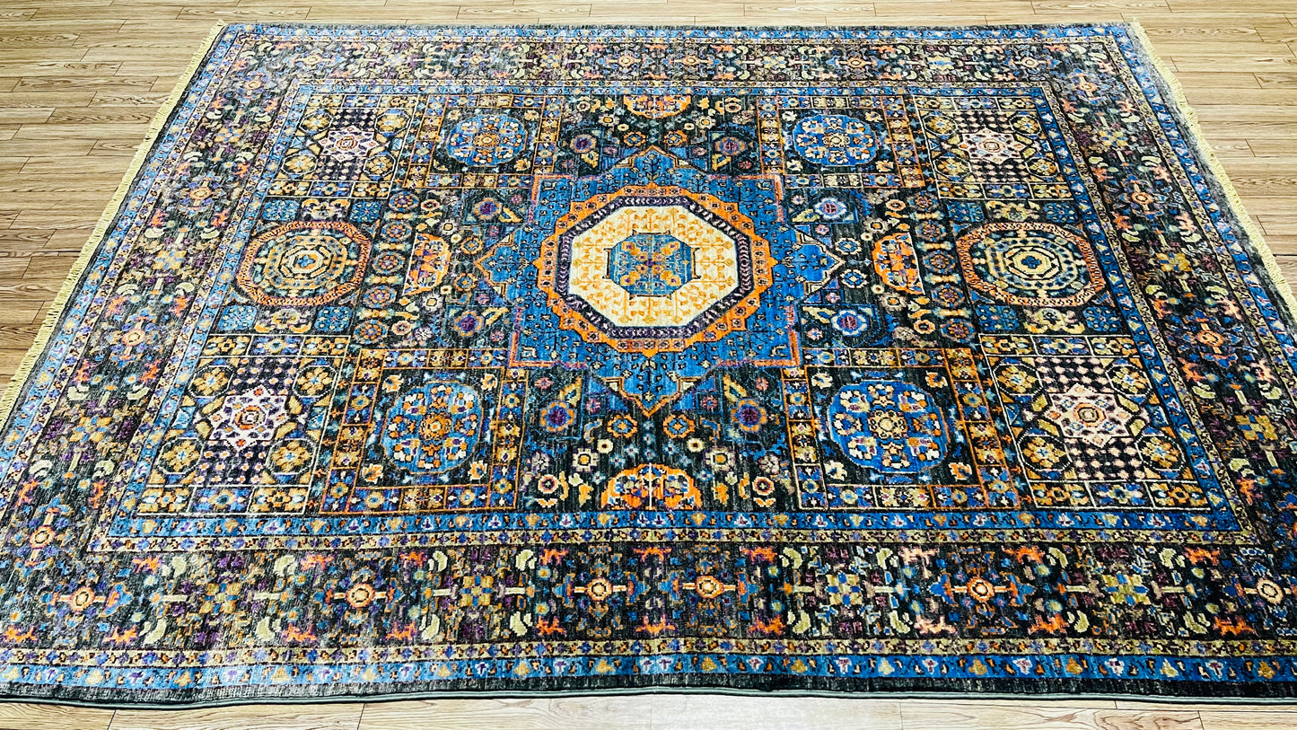 One of a Kind, Pure Wool, Naturally Dyed, Hand Knotted, Fine Afghan Tribal Mamluk Area Rug – 6’ 4’’ x 4’ 9’’