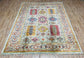 One of a kind, Pure Wool, Naturally Dyed, Hand Knotted, Fine Afghan Traditional Waziri Area Rug – 7’ 11’’ x 5’ 9’’