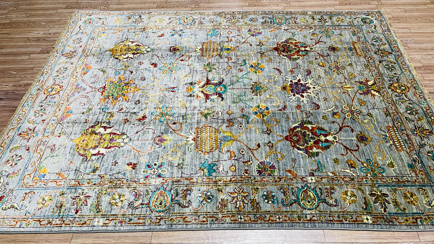 One of a Kind, Pure Wool, Naturally Dyed, Hand Knotted, Fine Afghan Sultani Area Rug – 6’ 8’’ x 4’ 12’’