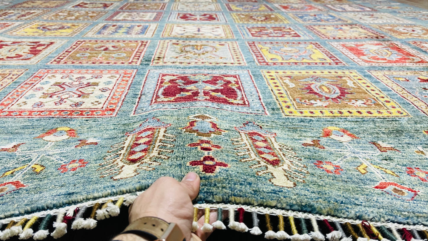 One of a Kind, Fine, Soft and Pure Wool, Hand Knotted, Afghan Traditional Aiyana Rug - 11’ 7’’ x 8’ 11’’