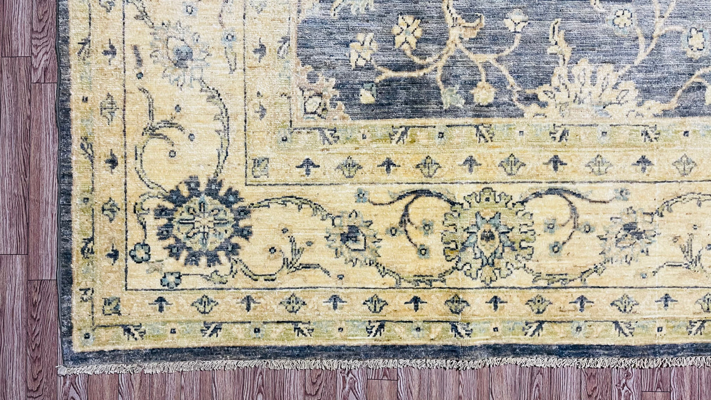 One of a Kind, Pure Wool, Naturally Dyed, Hand Knotted, Fine Afghan Traditional Chobi Area Rug – 11’ 6’’ x 8’ 1’’