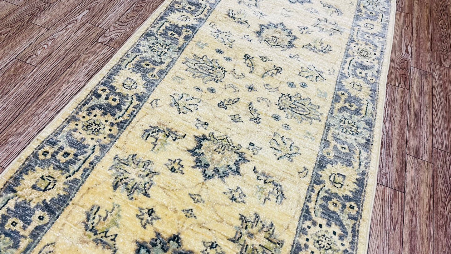 One of a Kind, Fine, Pure Wool, Naturally Dyed, Hand Knotted, Afghan Traditional Chobi Runner Rug - 5’ 7’’ x 1’ 11’’