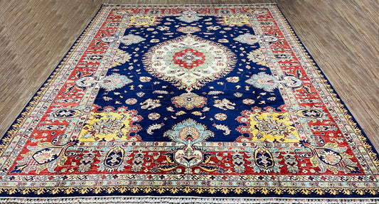 One of a Kind, Pure Wool, Naturally Dyed, Hand Knotted, Fine Afghan Super Kazak Area Rug – 11’ 10’’ x 9’ 2’’