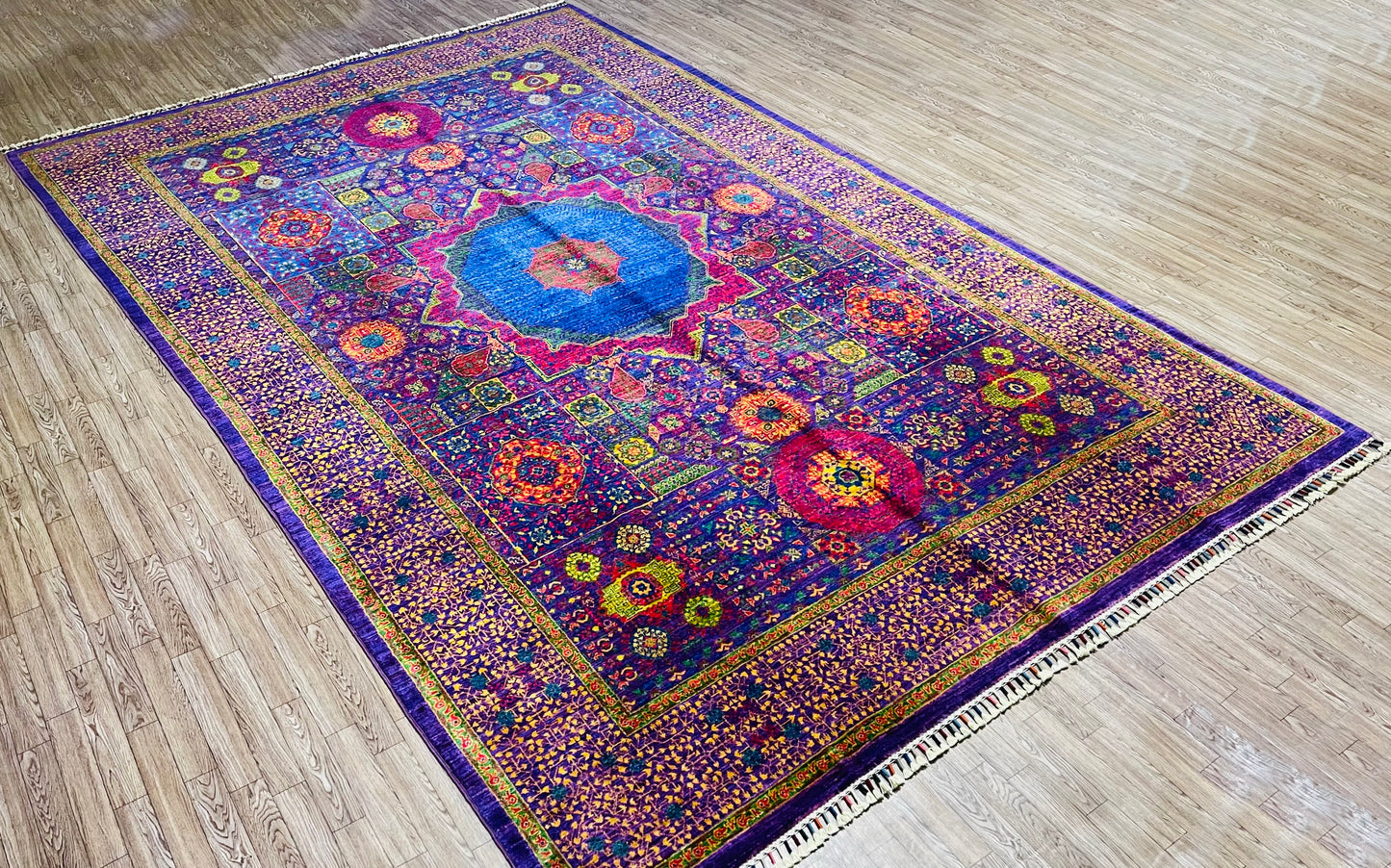 One of a Kind, Pure Wool, Naturally Dyed, Hand Knotted, Fine Afghan Tribal Mamluk Area Rug – 10’ 11’’ x 6’ 7’’