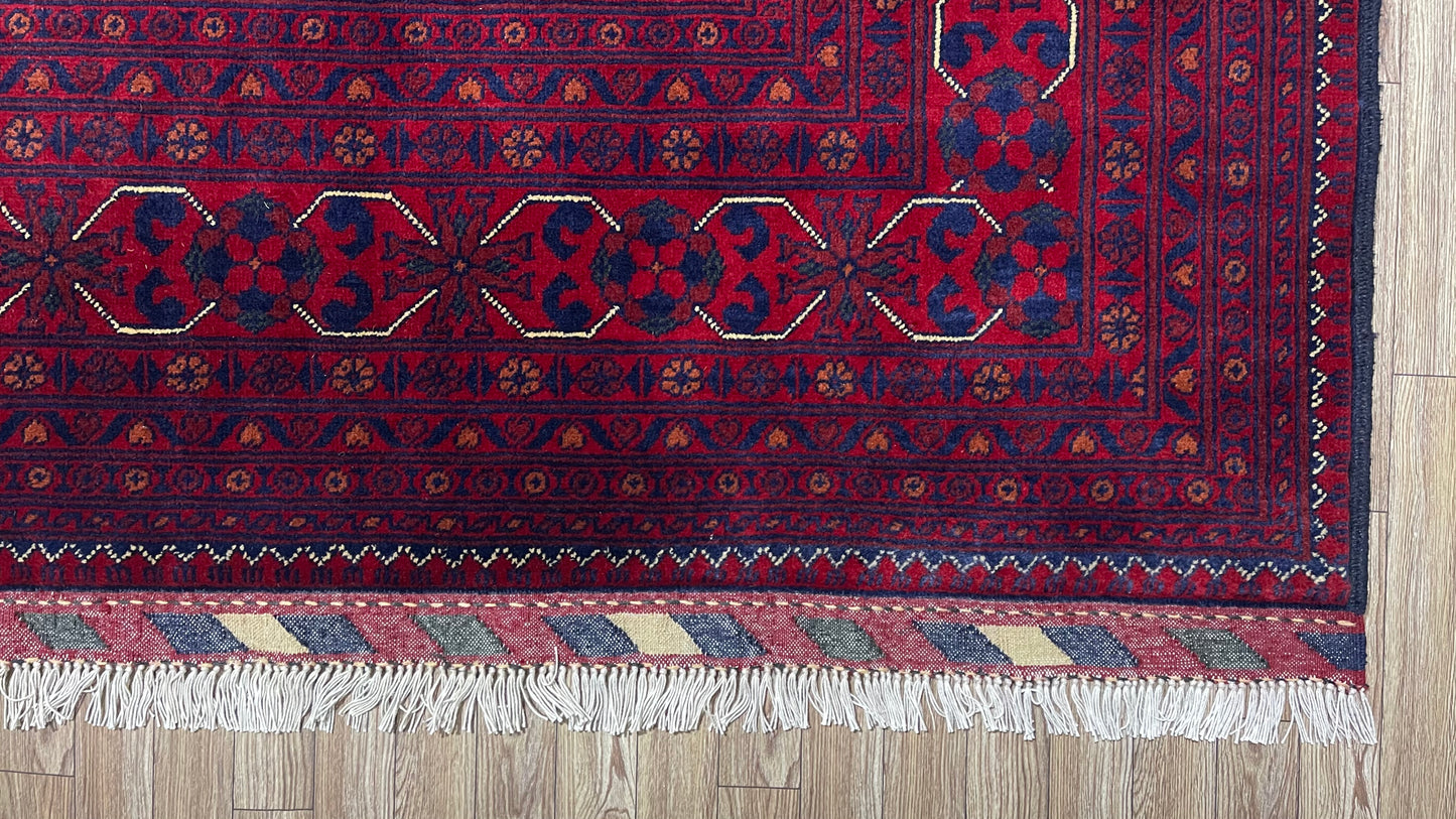 One of a Kind, Pure Wool, Naturally Dyed, Hand Knotted, Fine Afghan Traditional Khamyab Area Rug – 11’ 3’’ x 8’ 0’’