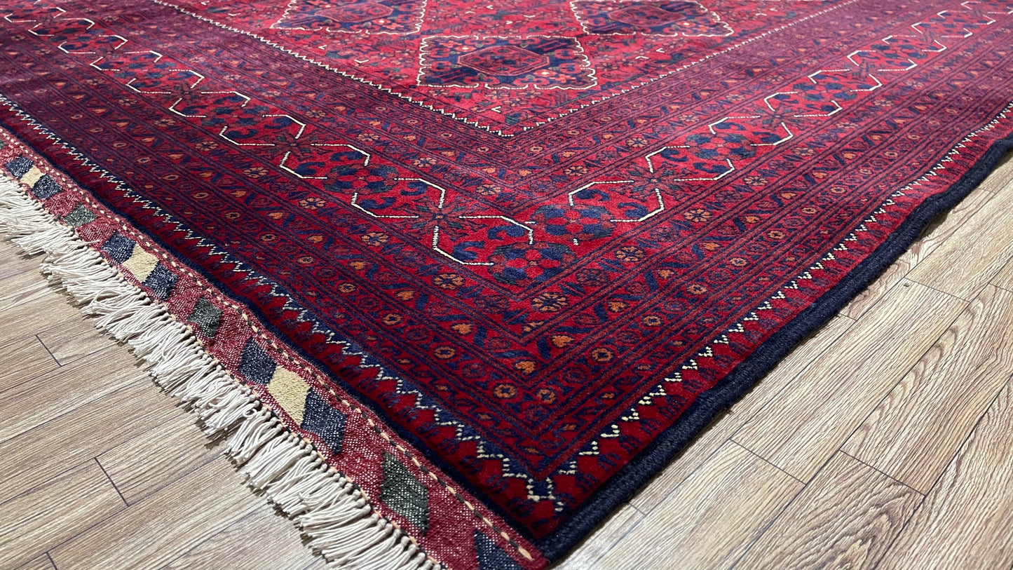 One of a Kind, Pure Wool, Naturally Dyed, Hand Knotted, Fine Afghan Traditional Khamyab Area Rug – 11’ 3’’ x 8’ 0’’