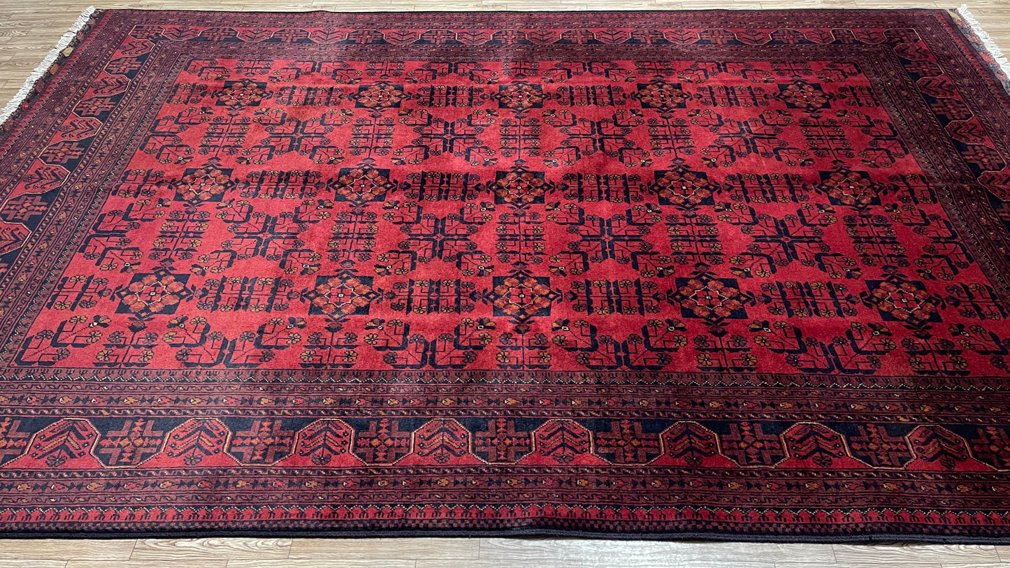 Pure Wool, Naturally Dyed, Hand Knotted, Fine Afghan Traditional Khal Mohammadi Area Rug – 9’ 10’’ x 6’ 5’’