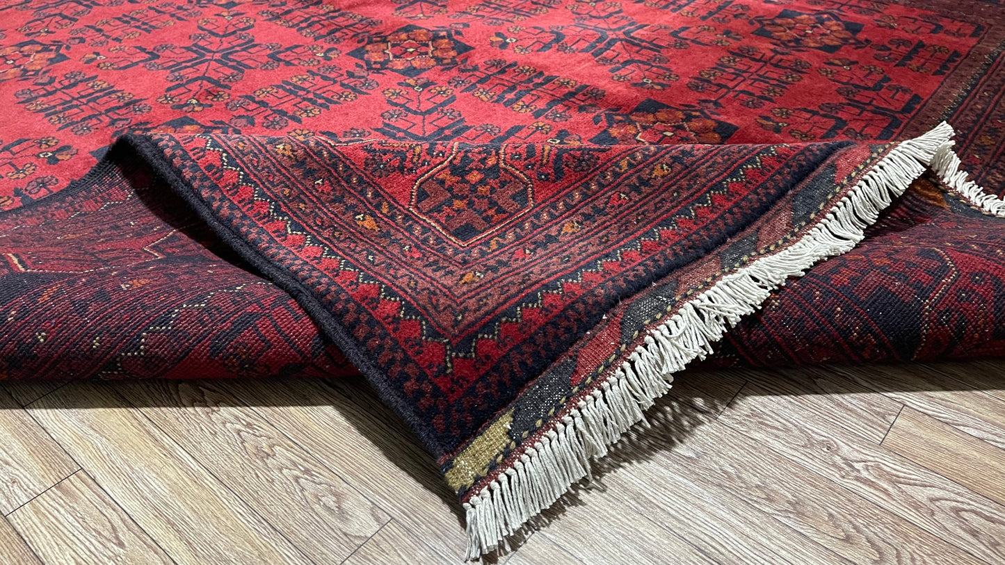 Pure Wool, Naturally Dyed, Hand Knotted, Fine Afghan Traditional Khal Mohammadi Area Rug – 9’ 10’’ x 6’ 5’’