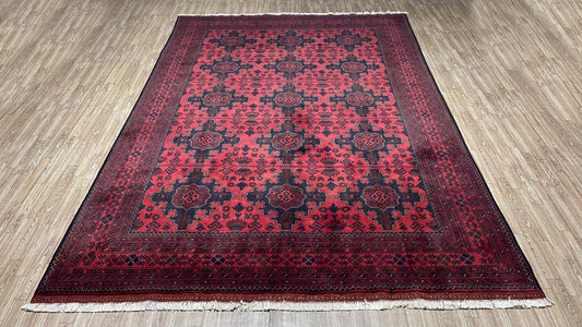 Pure Wool, Naturally Dyed, Hand Knotted, Fine Afghan Traditional Khal Mohammadi Area Rug – 9’ 6’’ x 6’ 6’’