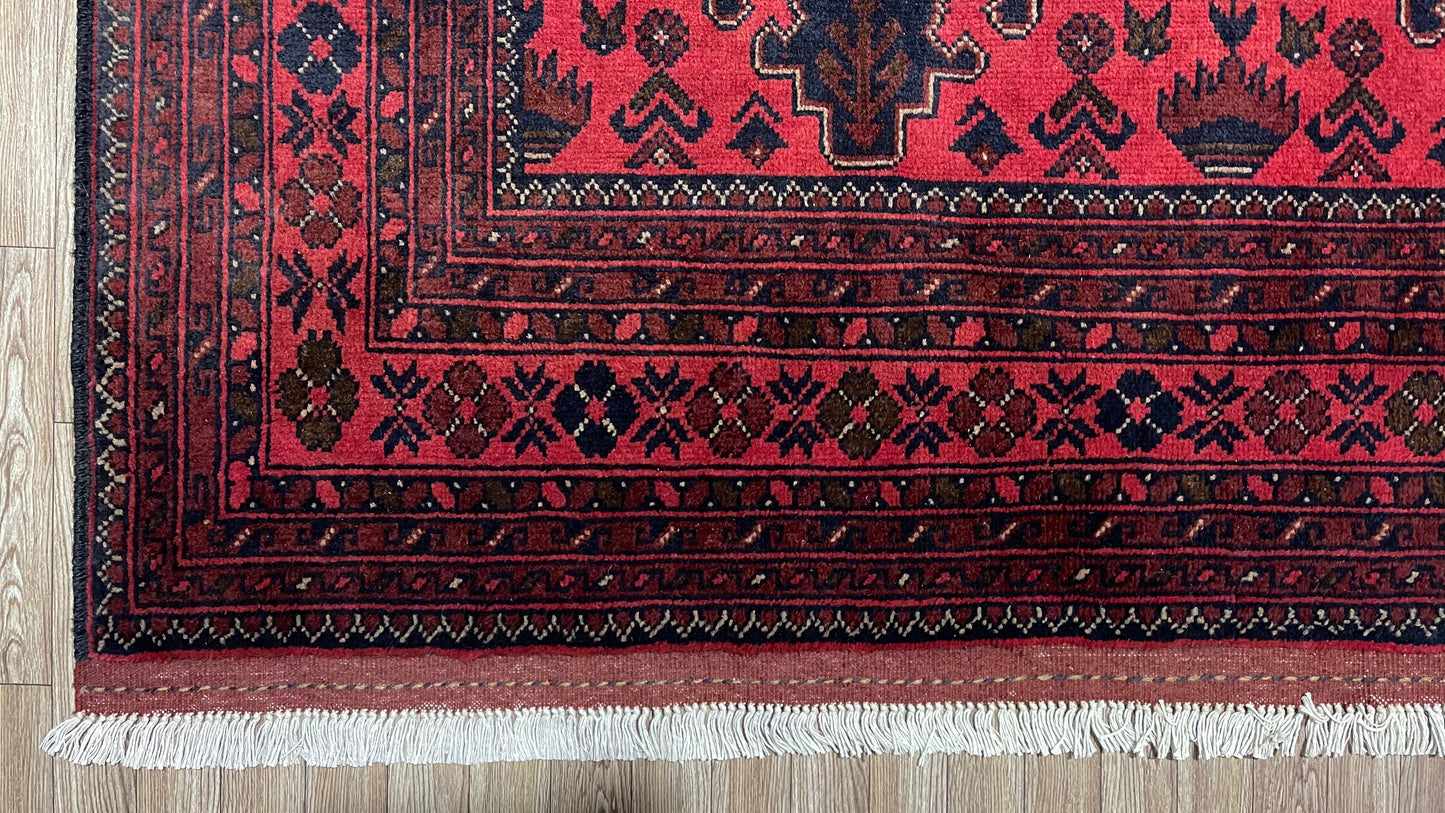 Pure Wool, Naturally Dyed, Hand Knotted, Fine Afghan Traditional Khal Mohammadi Area Rug – 9’ 6’’ x 6’ 6’’