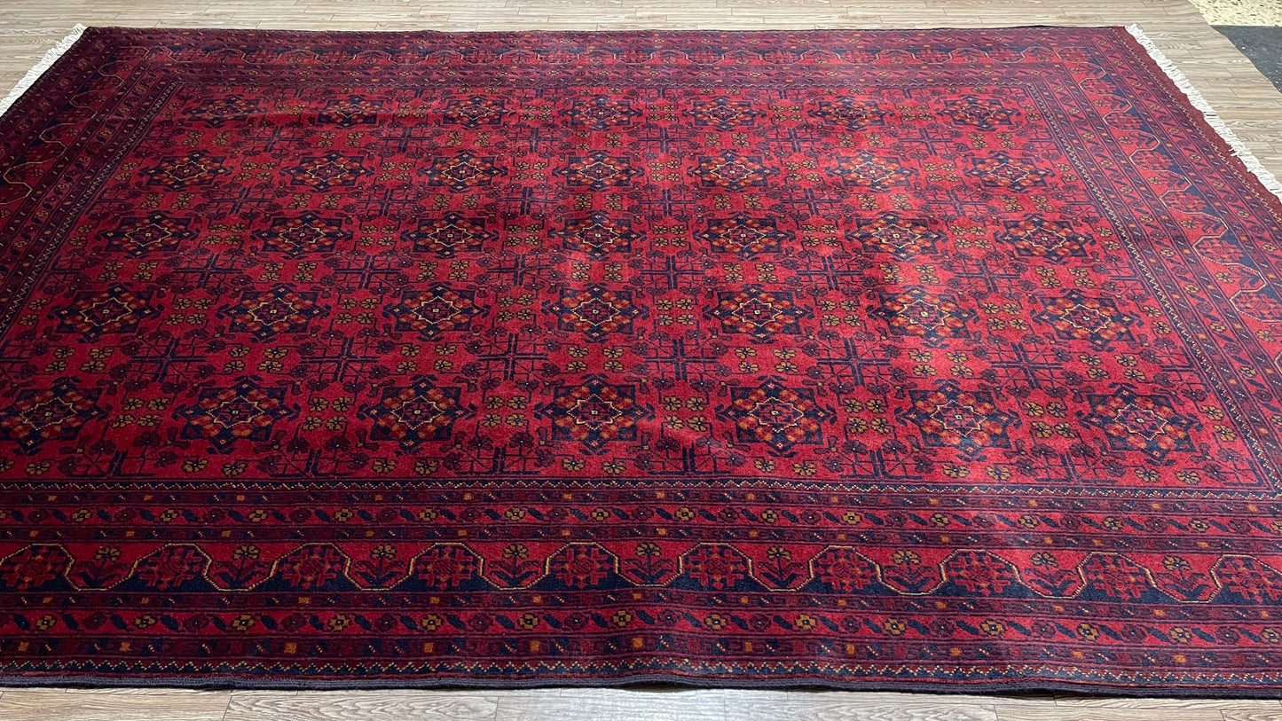 Pure Wool, Naturally Dyed, Hand Knotted, Fine Afghan Traditional Khal Mohammadi Area Rug – 9’ 9’’ x 6’ 7’’