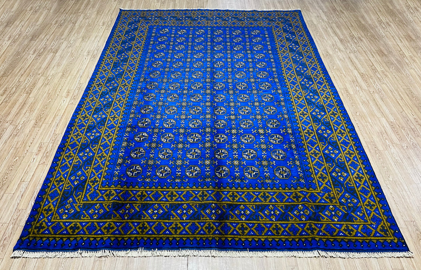 One of a Kind, Pure Wool, Naturally Dyed, Hand Knotted, Fine Afghan Traditional Aaqcha Area Rug – 9’ 7’’ x 6’ 4’’