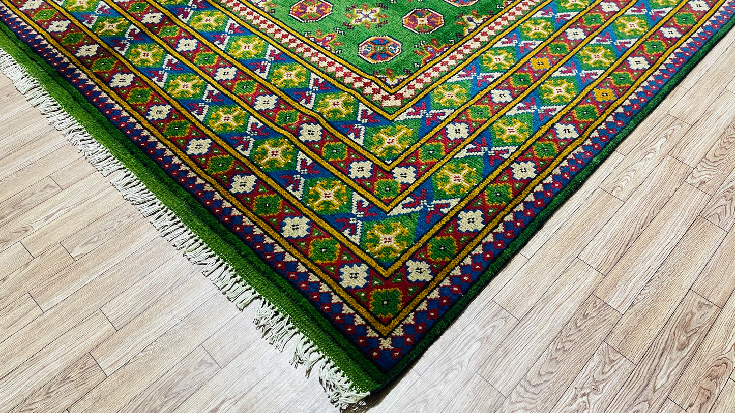 Pure Wool, Naturally Dyed, Hand Knotted, Fine Afghan Tribal Merinos Area Rug – 9’ 9’’ x 6’ 7’’