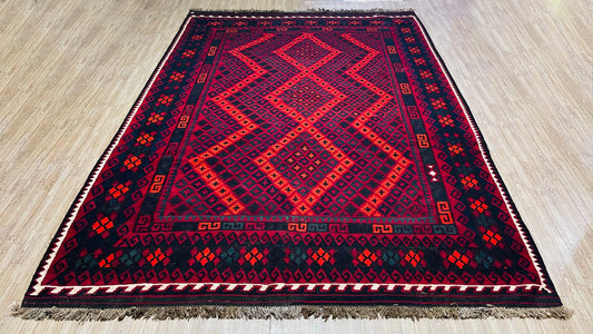 Afghan Handmade Rug - Ghalmori Kilim - 10’ 11’’ x 7’ 7’’