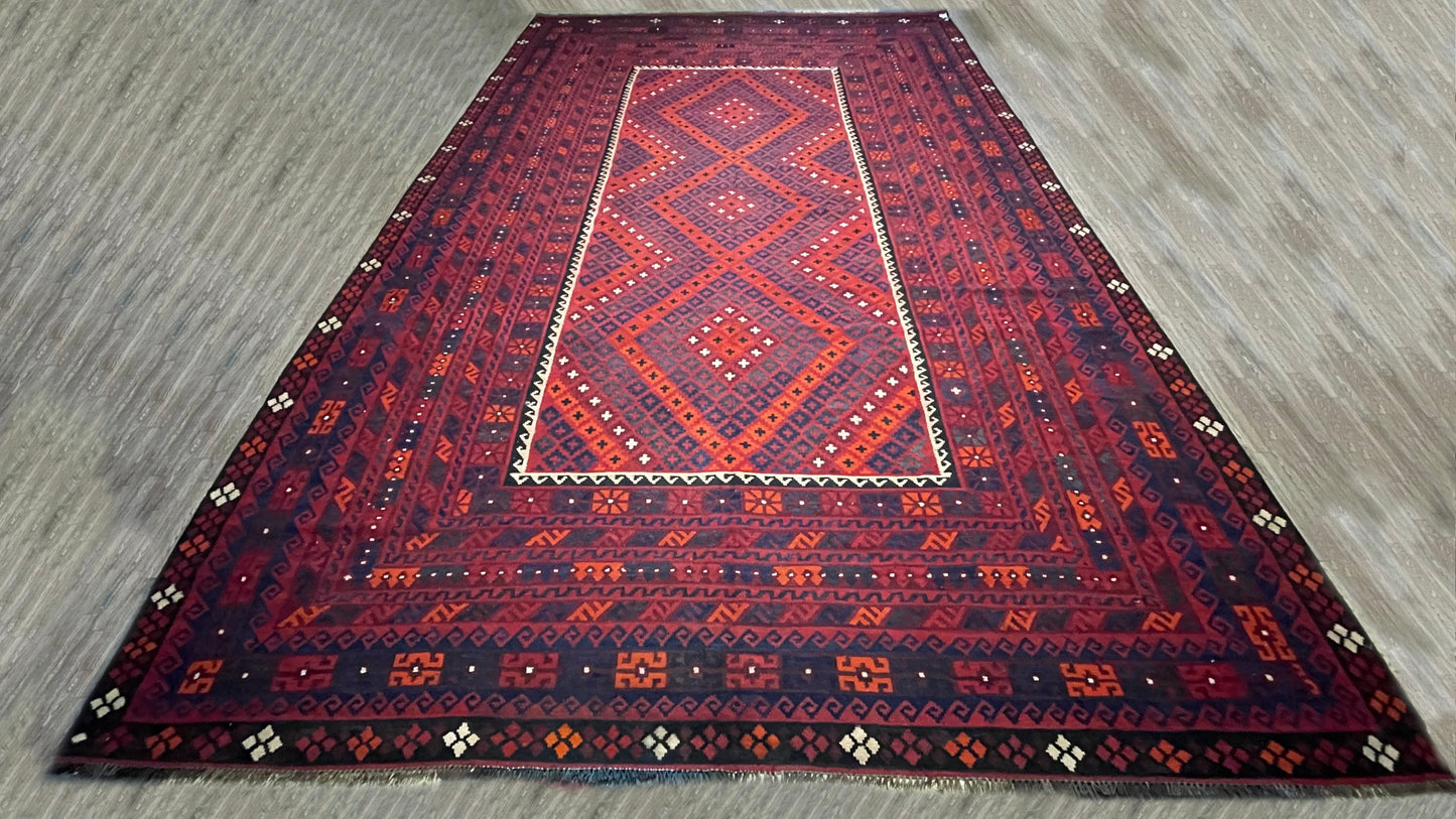 Afghan Handmade Rug -  Ghalmori Kilim - 15’ 6’’ x 9’ 11'’