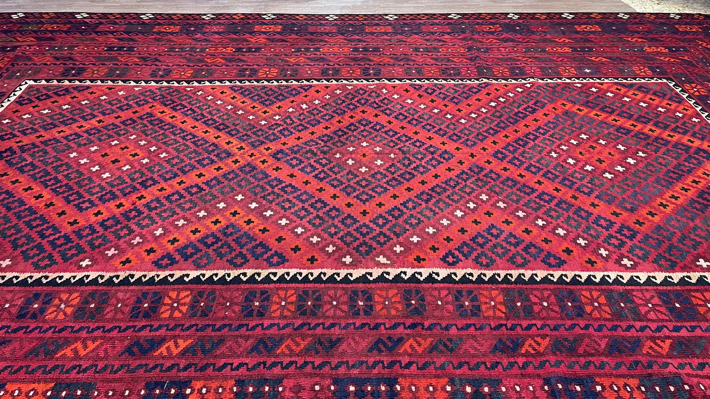 Afghan Handmade Rug -  Ghalmori Kilim - 15’ 6’’ x 9’ 11'’