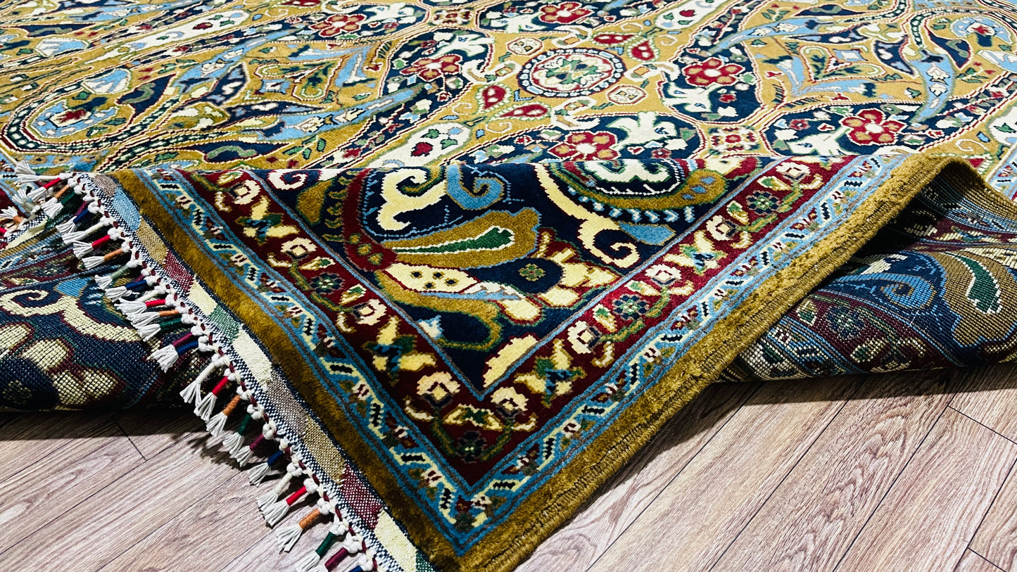 One of a Kind, Pure Wool, Naturally Dyed, Hand Knotted, Fine Afghan Tribal Merinos Area Rug - 9' 7'' x 6' 7''