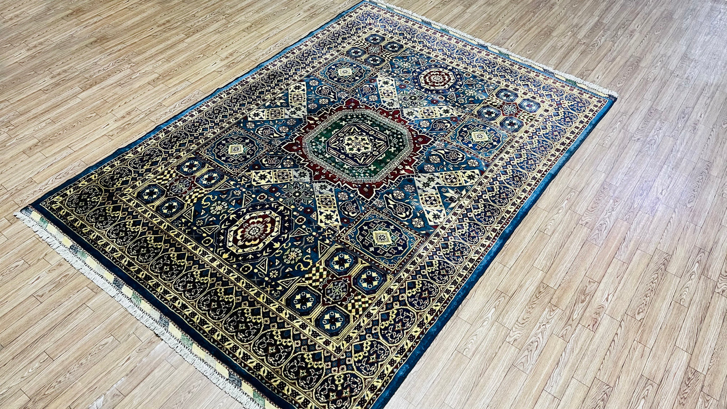 One of a Kind, Pure Wool, Naturally Dyed, Hand Knotted, Fine Afghan Tribal Merinos Area Rug – 6’ 10’’ x 4’ 10’’