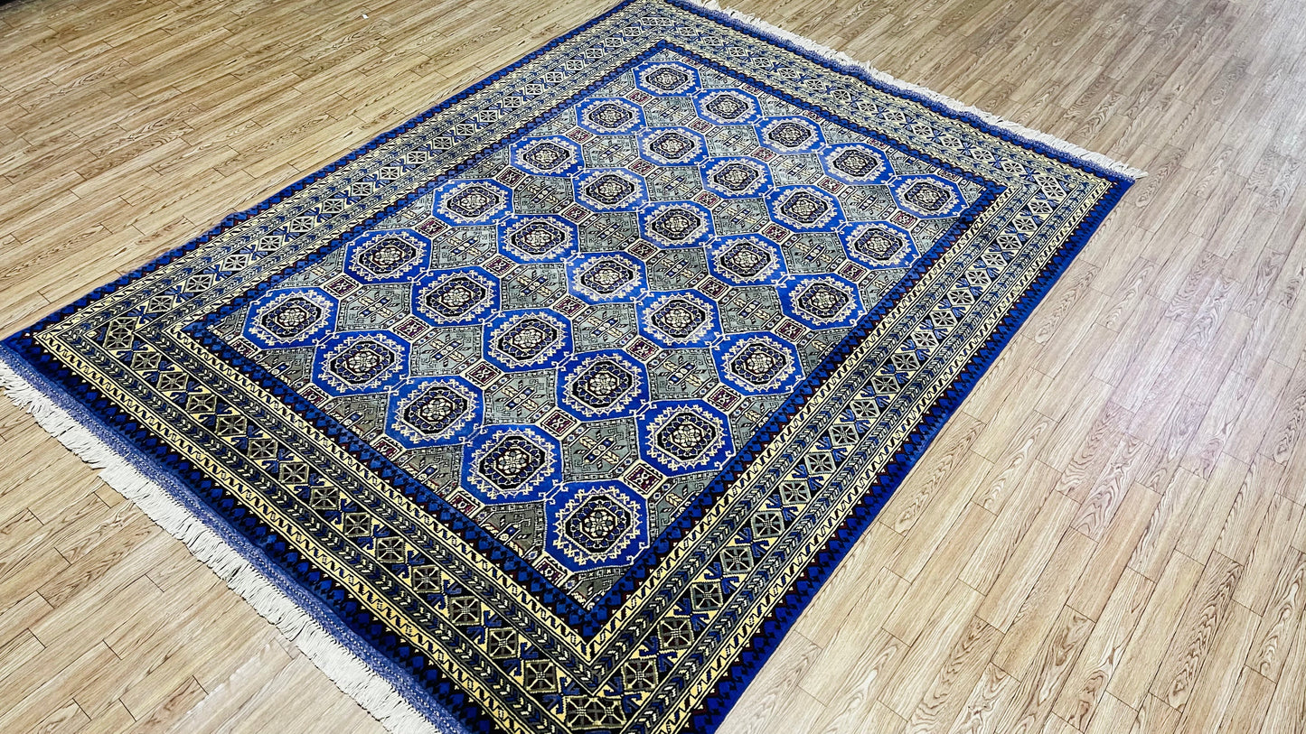 One of a Kind, Pure Wool, Naturally Dyed, Hand Knotted, Fine Afghan Tribal Merinos Area Rug – 6’ 9’’ x 5’ 1’’