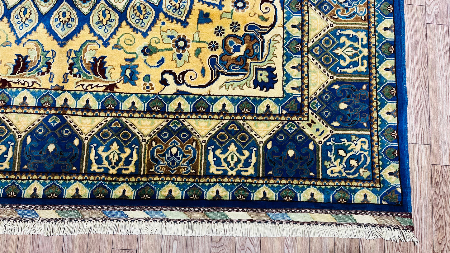 One of a Kind, Pure Wool, Naturally Dyed, Hand Knotted, Fine Afghan Tribal Merinos Area Rug - 6' 7'' x 5' 1''