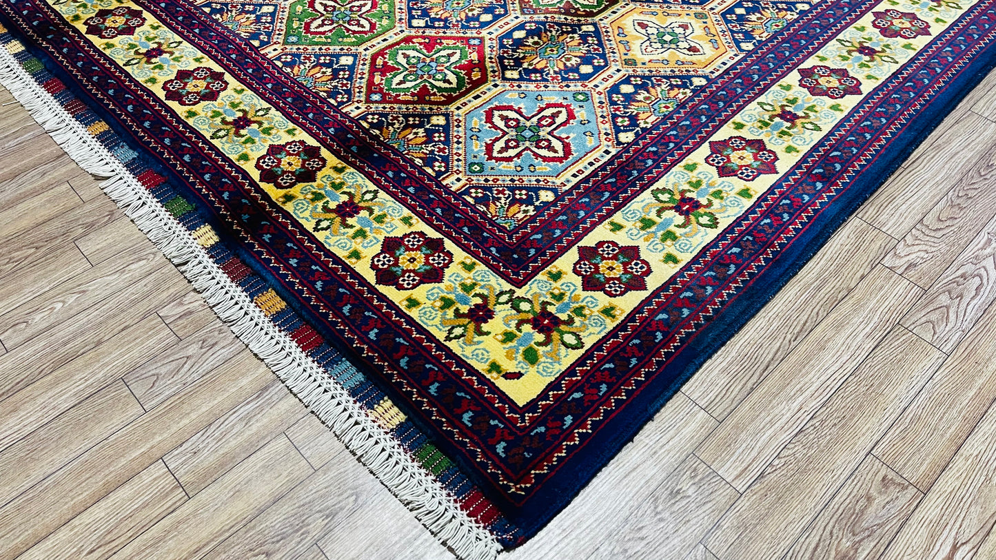 One of a Kind, Pure Wool, Naturally Dyed, Hand Knotted, Fine Afghan Tribal Merinos Area Rug – 6’ 6’’ x 4’ 10’’