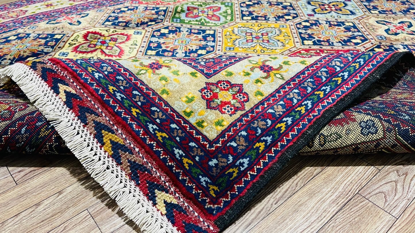 One of a Kind, Pure Wool, Naturally Dyed, Hand Knotted, Fine Afghan Tribal Merinos Area Rug – 6’ 4’’ x 4’ 8’’