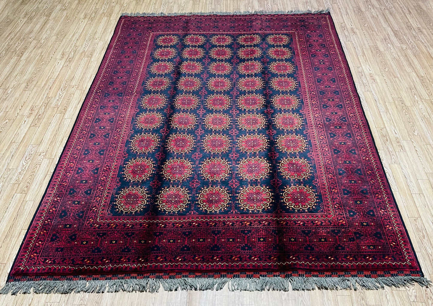 Pure Wool, Naturally Dyed, Hand Knotted, Fine Afghan Traditional Feel Pai Area Rug – 7’ 6’’ x 5’ 5’’