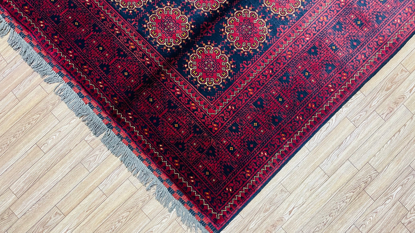 Pure Wool, Naturally Dyed, Hand Knotted, Fine Afghan Traditional Feel Pai Area Rug – 7’ 6’’ x 5’ 5’’