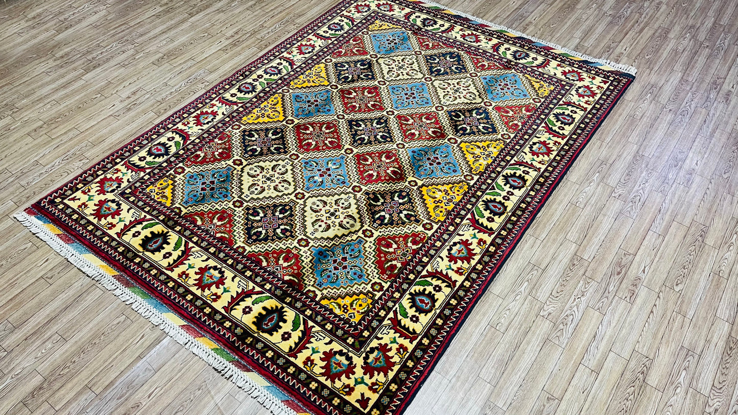 One of a Kind, Pure Wool, Naturally Dyed, Hand Knotted, Fine Afghan Tribal Merinos Area Rug – 6’ 9’’ x 4’ 10’’