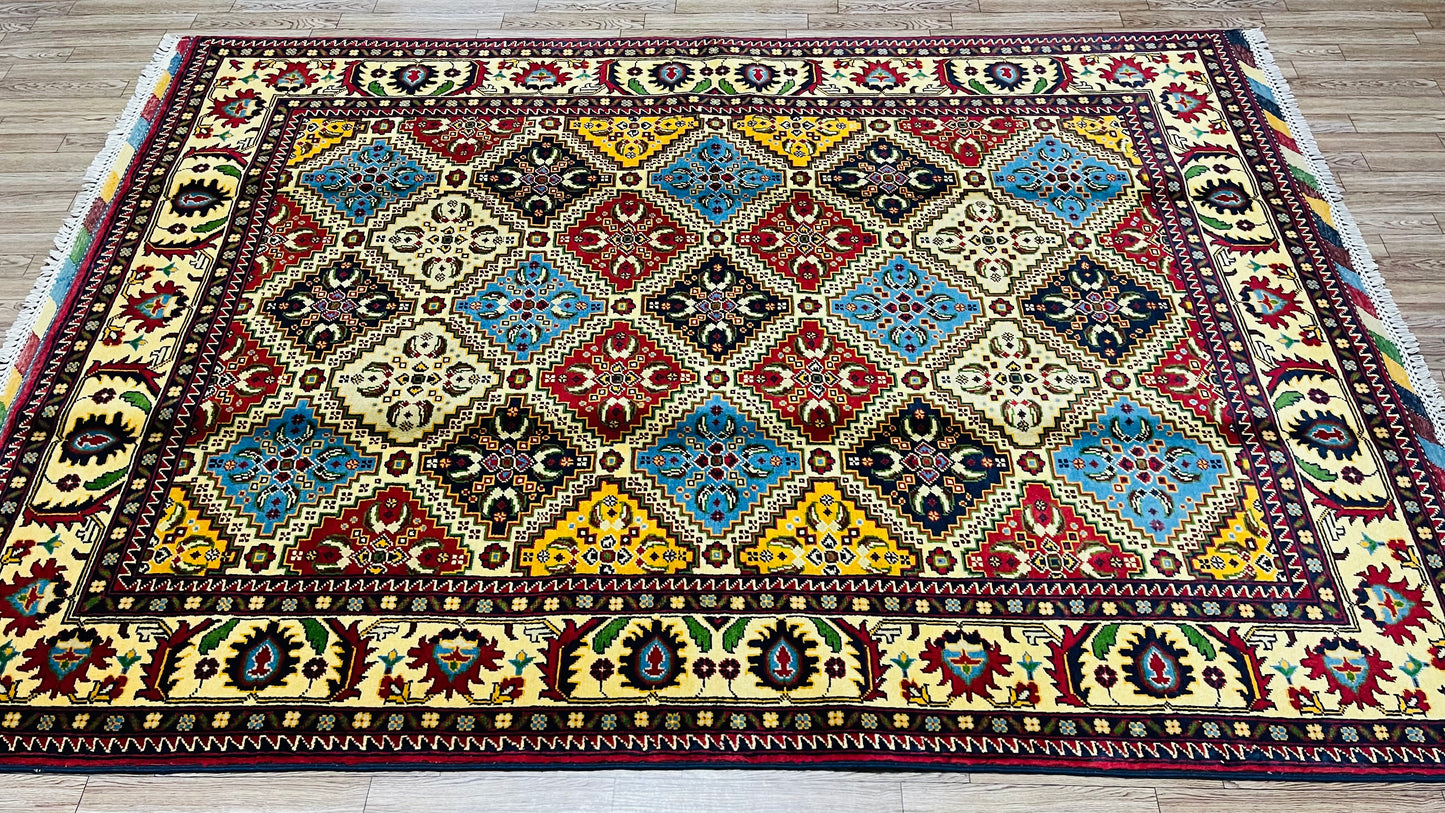 One of a Kind, Pure Wool, Naturally Dyed, Hand Knotted, Fine Afghan Tribal Merinos Area Rug – 6’ 9’’ x 4’ 10’’