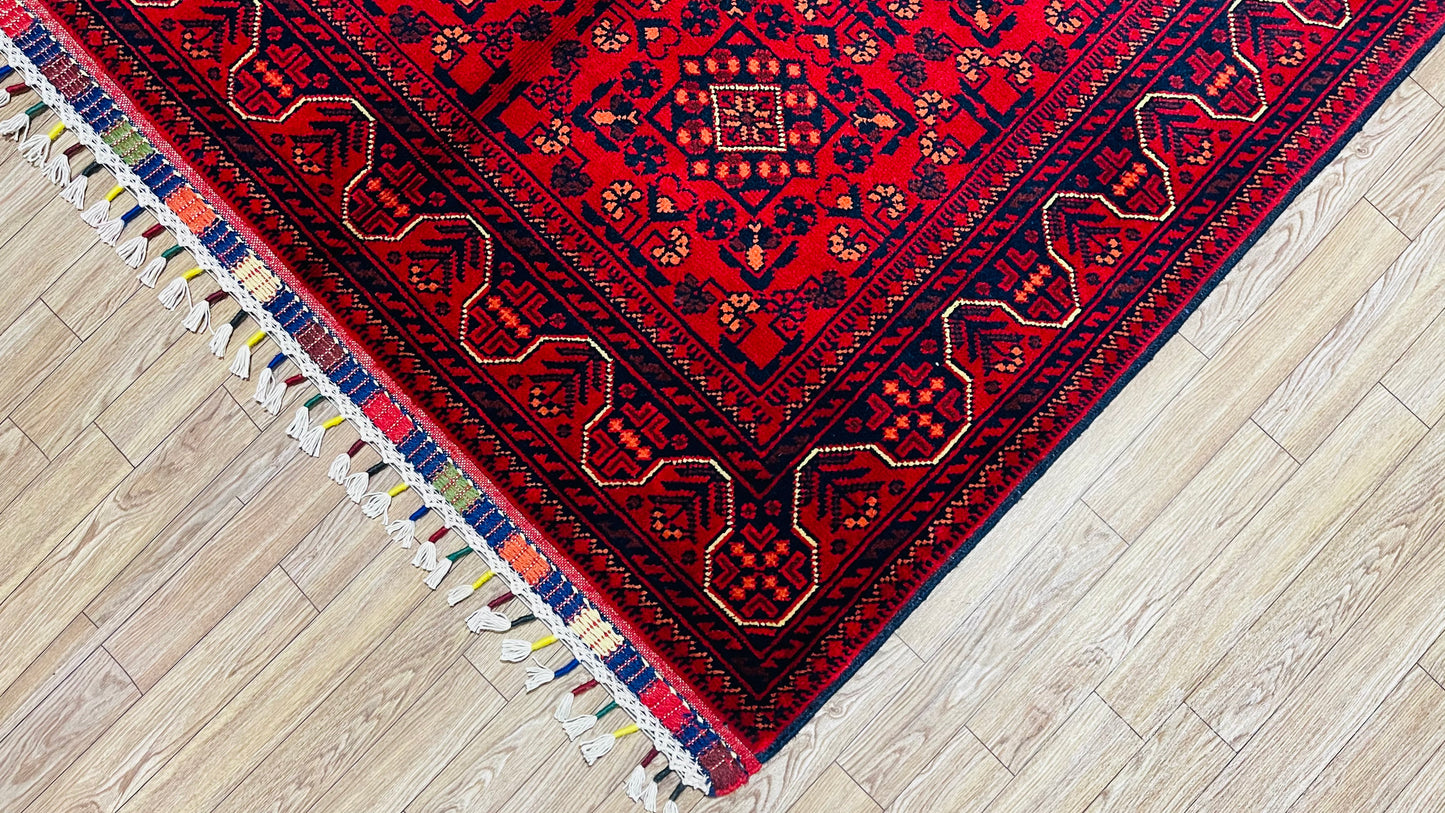 Pure Wool, Naturally Dyed, Hand Knotted, Fine Afghan Traditional Khal Mohammadi Area Rug – 4’ 10’’ x 3’ 4’’